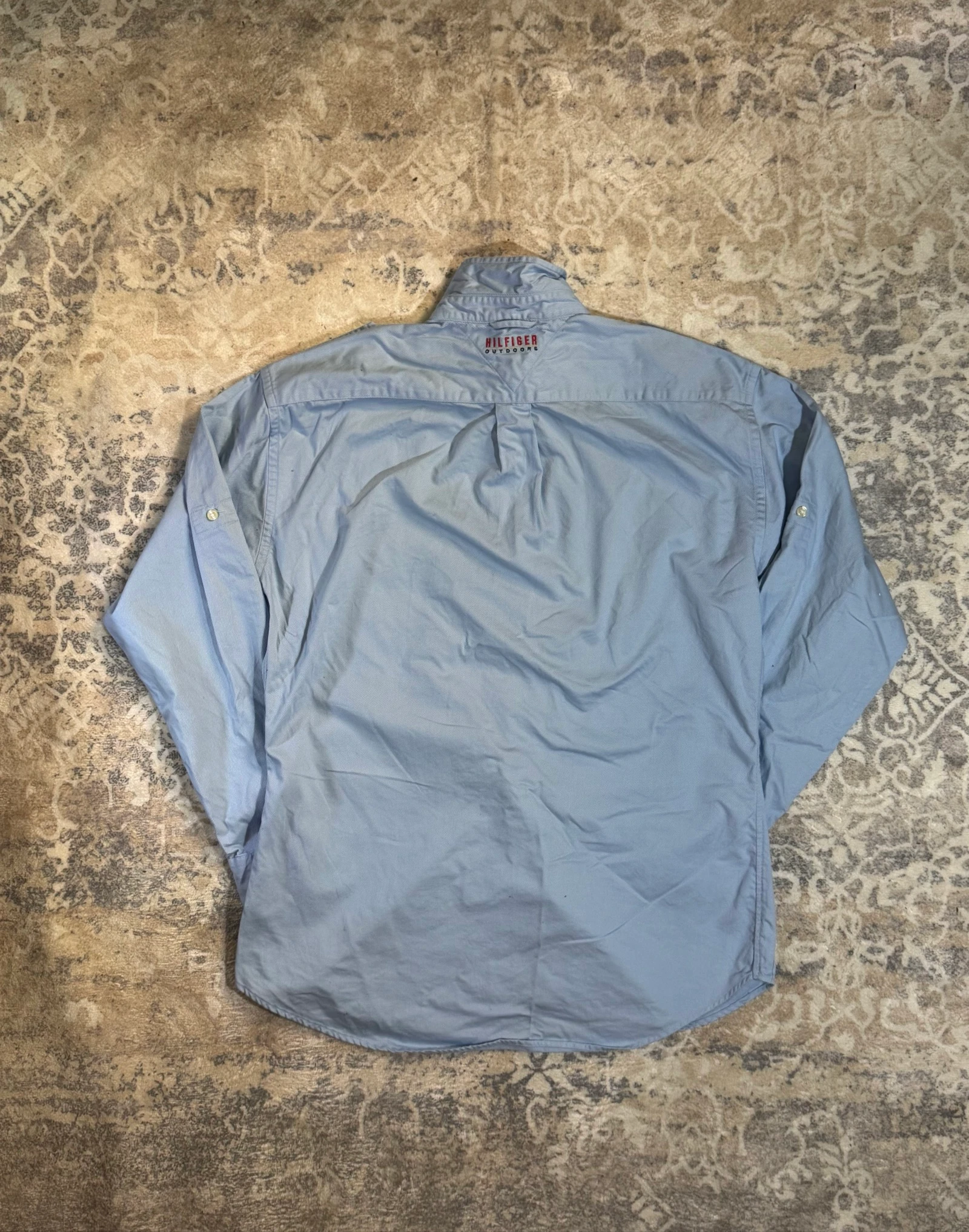 Light blue vintage Tommy Hilfiger shirt with embroidered patches – photo 6